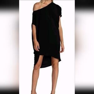 Trina Turk Black Off-Shoulder High-Low Dress